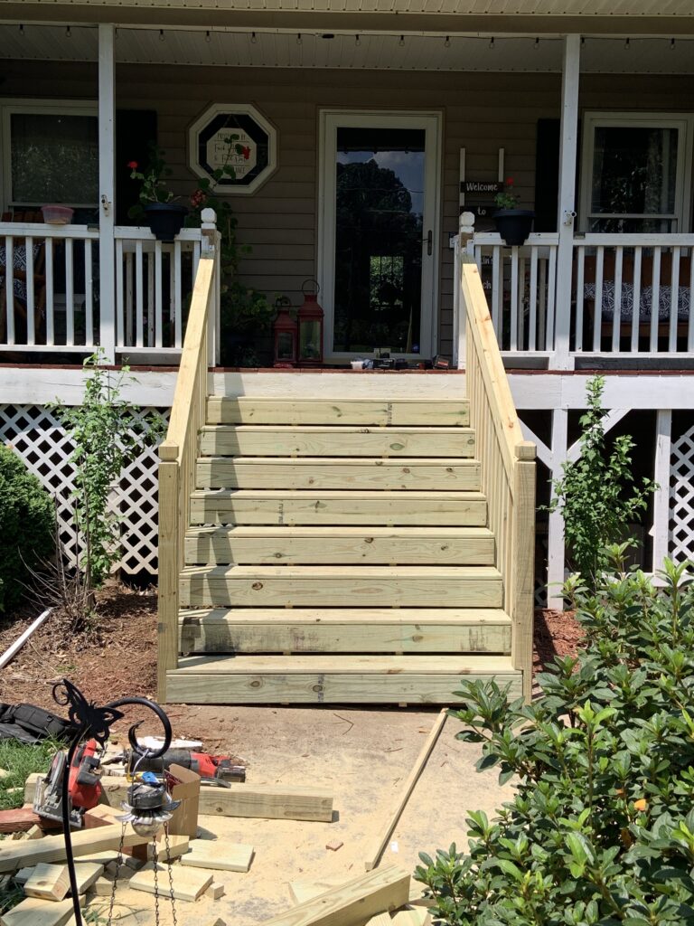 Stained deck stairs