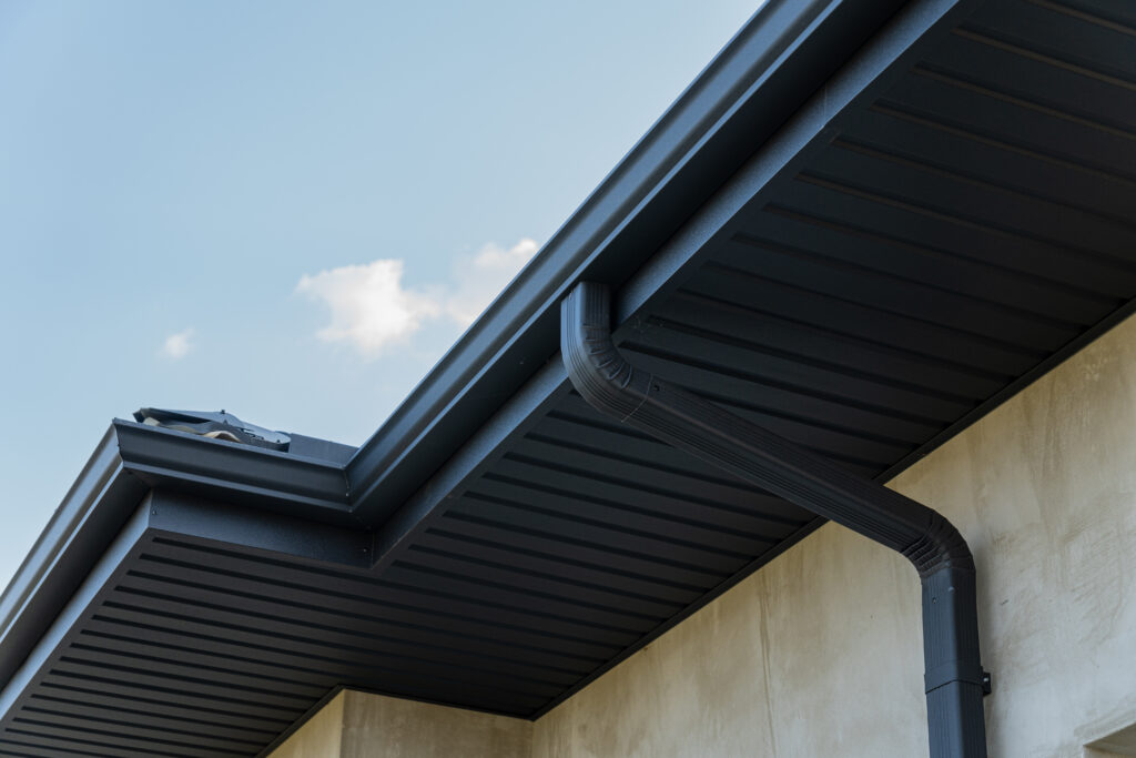 Gutter and downspout on a home